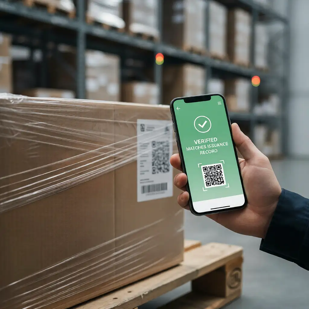 Handheld scanner verifying Digital Product Passport